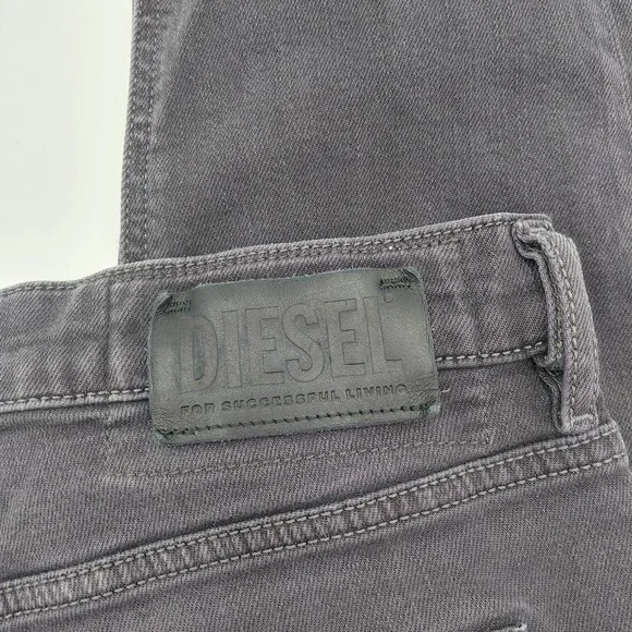 Diesel Tepphar-X Jeans Mens 34 x 30 Black Slim Carrot Selvedge Distressed Grunge